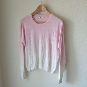 Splendid Light Pink to White Ombre Knit Crewneck Sweater Top Sz L Feminine